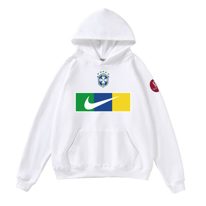 Men's Brazil World Cup Soccer Hoodie White 001